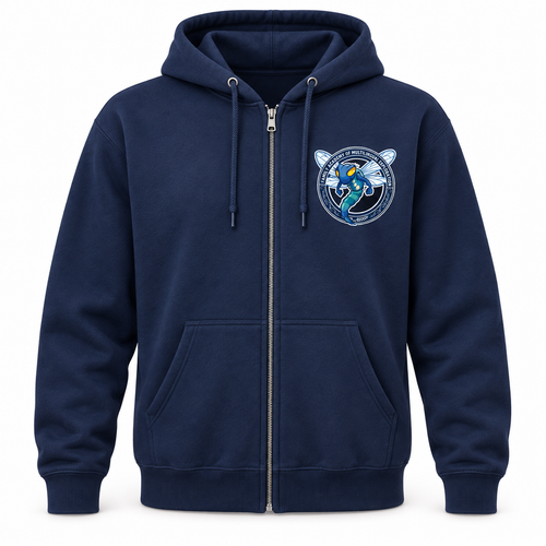 Navy FAME Strong full-zip hoodie with Academy crest on the left chest