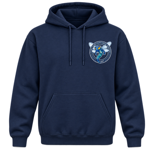 Navy FAME Strong pullover hoodie with Academy crest on the left chest