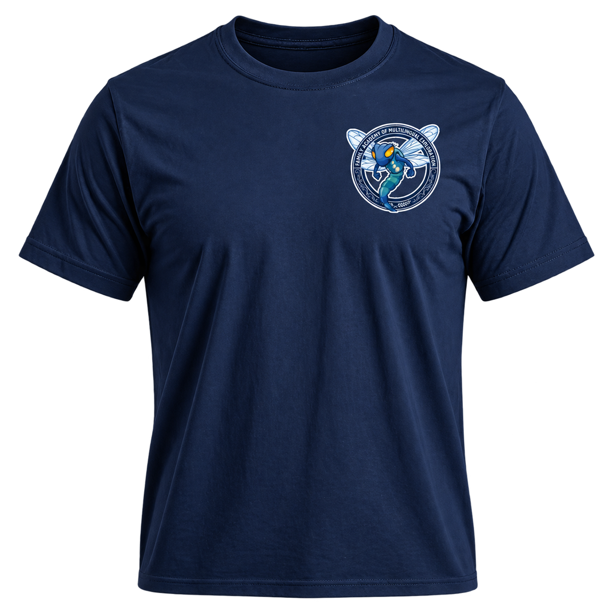 Navy FAME Strong T-shirt with Academy crest on the left chest
